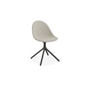Pebble Fabric Light Grey Upholstered Chair - Pyramid Fixed Base - Black gallery detail image