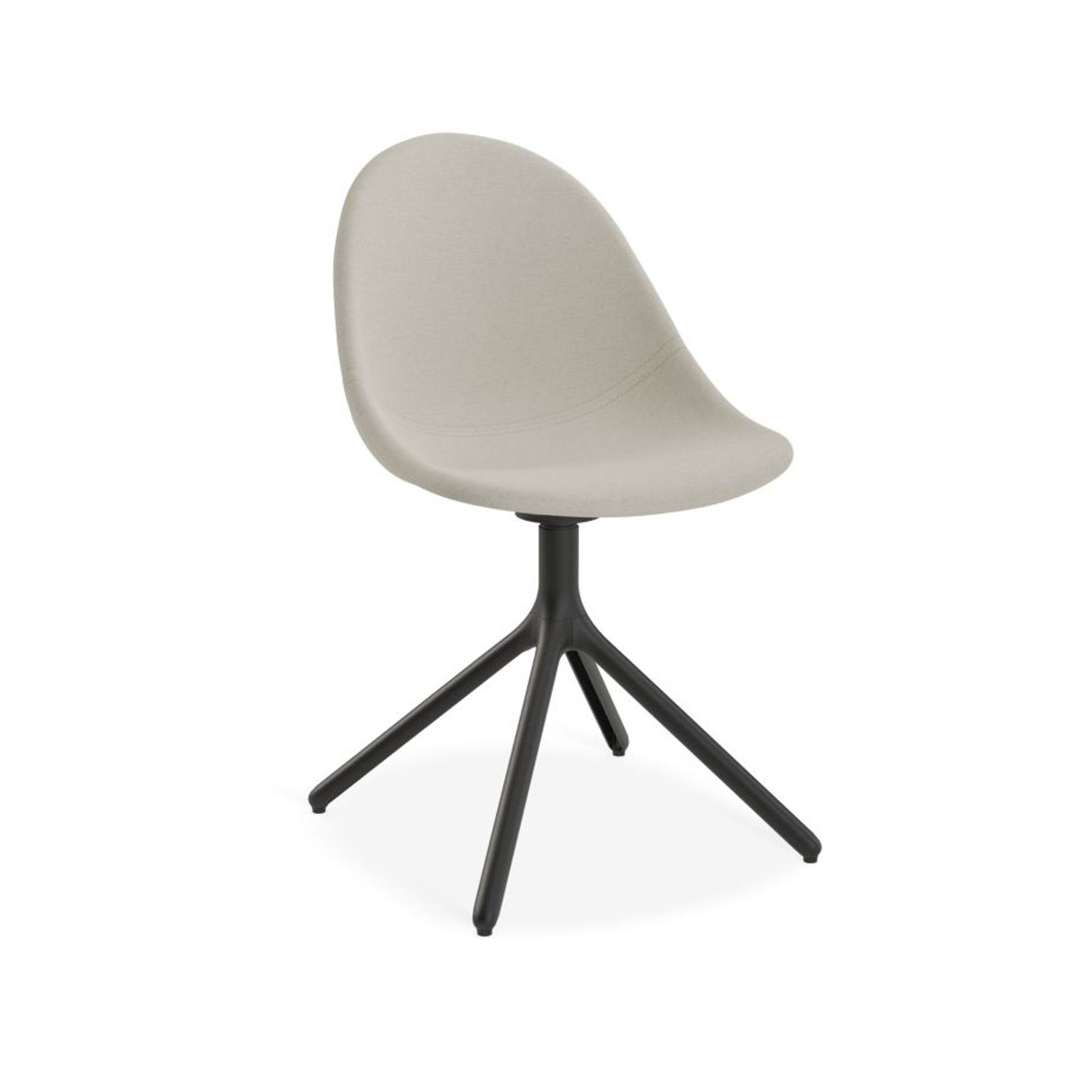 Pebble Fabric Light Grey Upholstered Chair - Swivel Base w Castors - Black gallery detail image