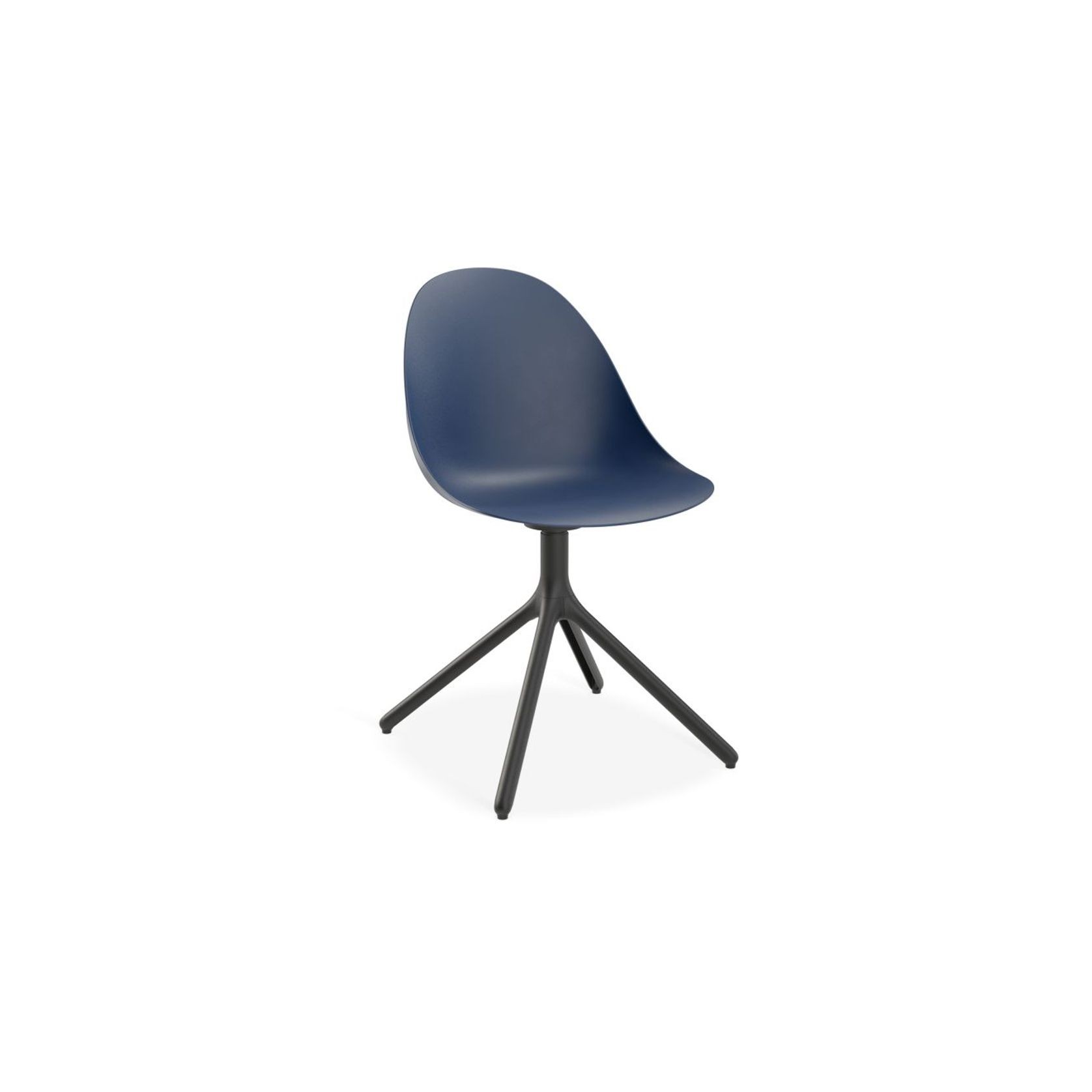Pebble Chair Navy Blue with Shell Seat - Sled Stackable Base - Black gallery detail image