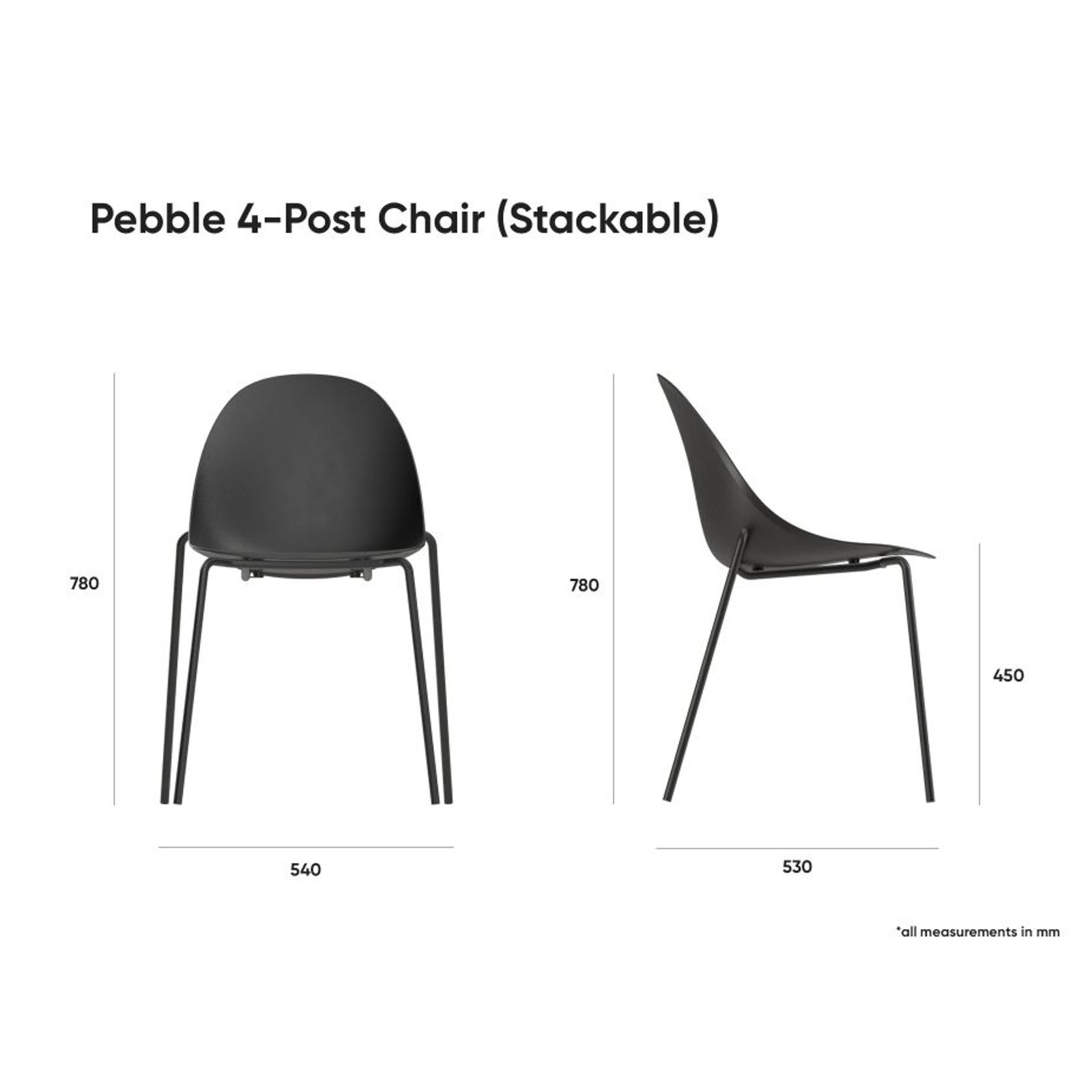 Pebble Fabric Light Grey Upholstered Chair - Pyramid Fixed Base with Castors - Black gallery detail image