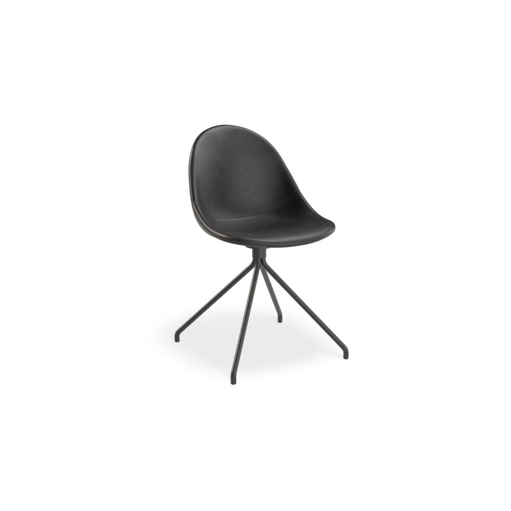 Pebble Chair Black Upholstered Vintage Seat - Sled Base - Black gallery detail image