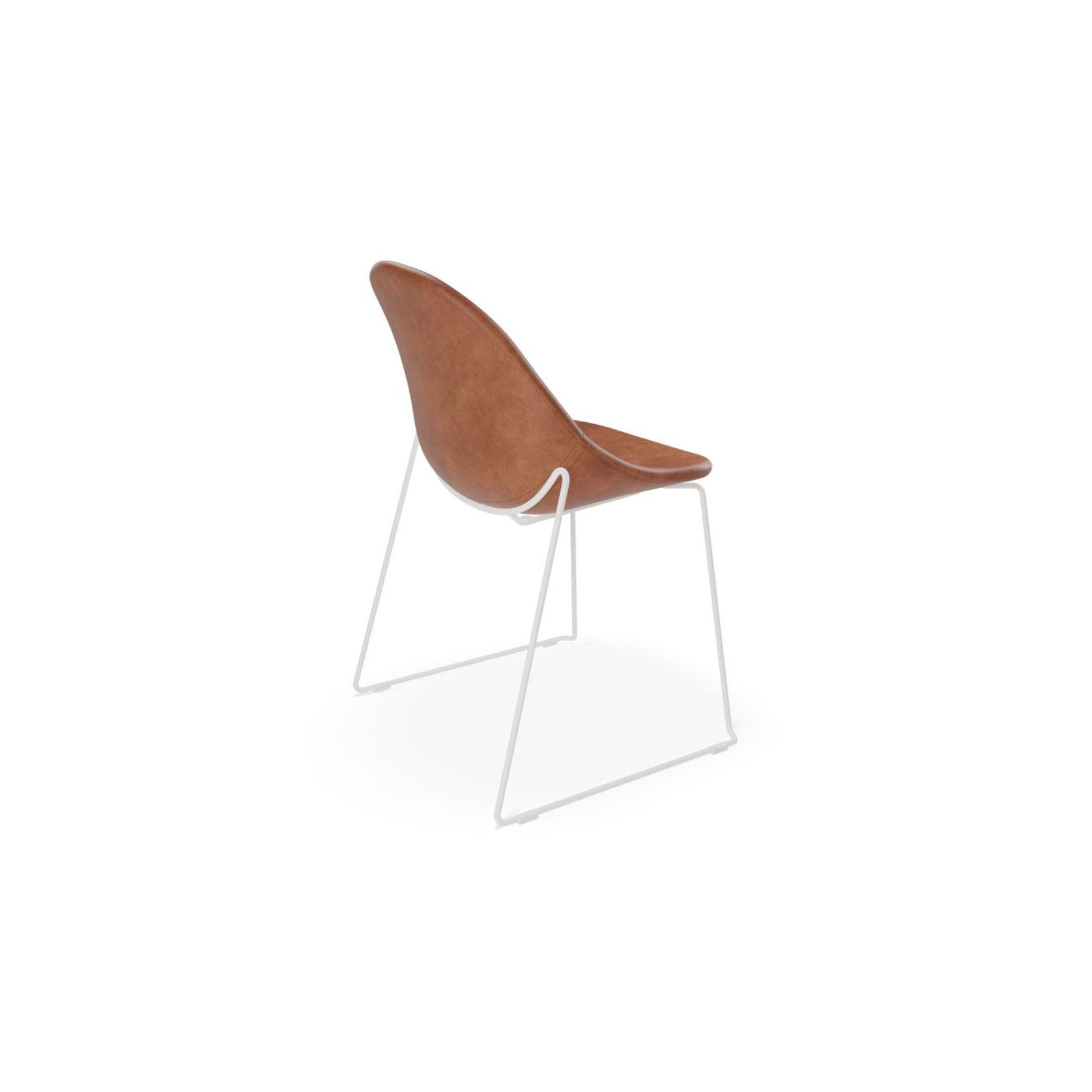 Pebble Chair Tan Upholstered Vintage Seat - 4 Post Base - White gallery detail image