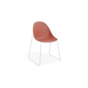 Pebble Chair Coral with Shell Seat - Pyramid Fixed Base with Castors - Black gallery detail image