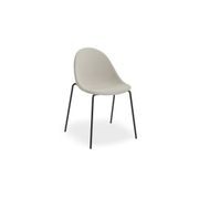 Pebble Fabric Light Grey Upholstered Chair - Pyramid Fixed Base with Castors - Black gallery detail image