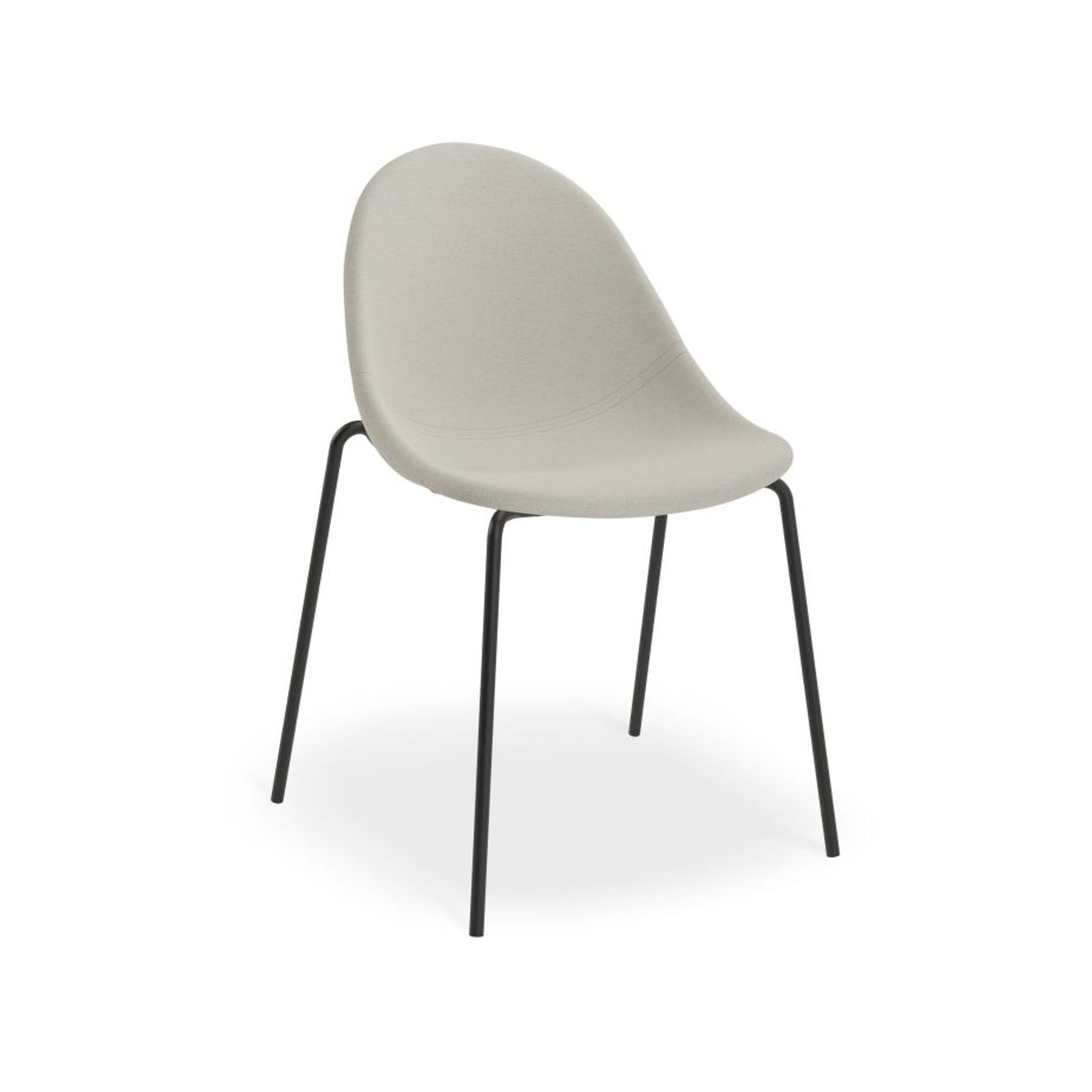 Pebble Fabric Light Grey Upholstered Chair - 4 Post Base - White gallery detail image