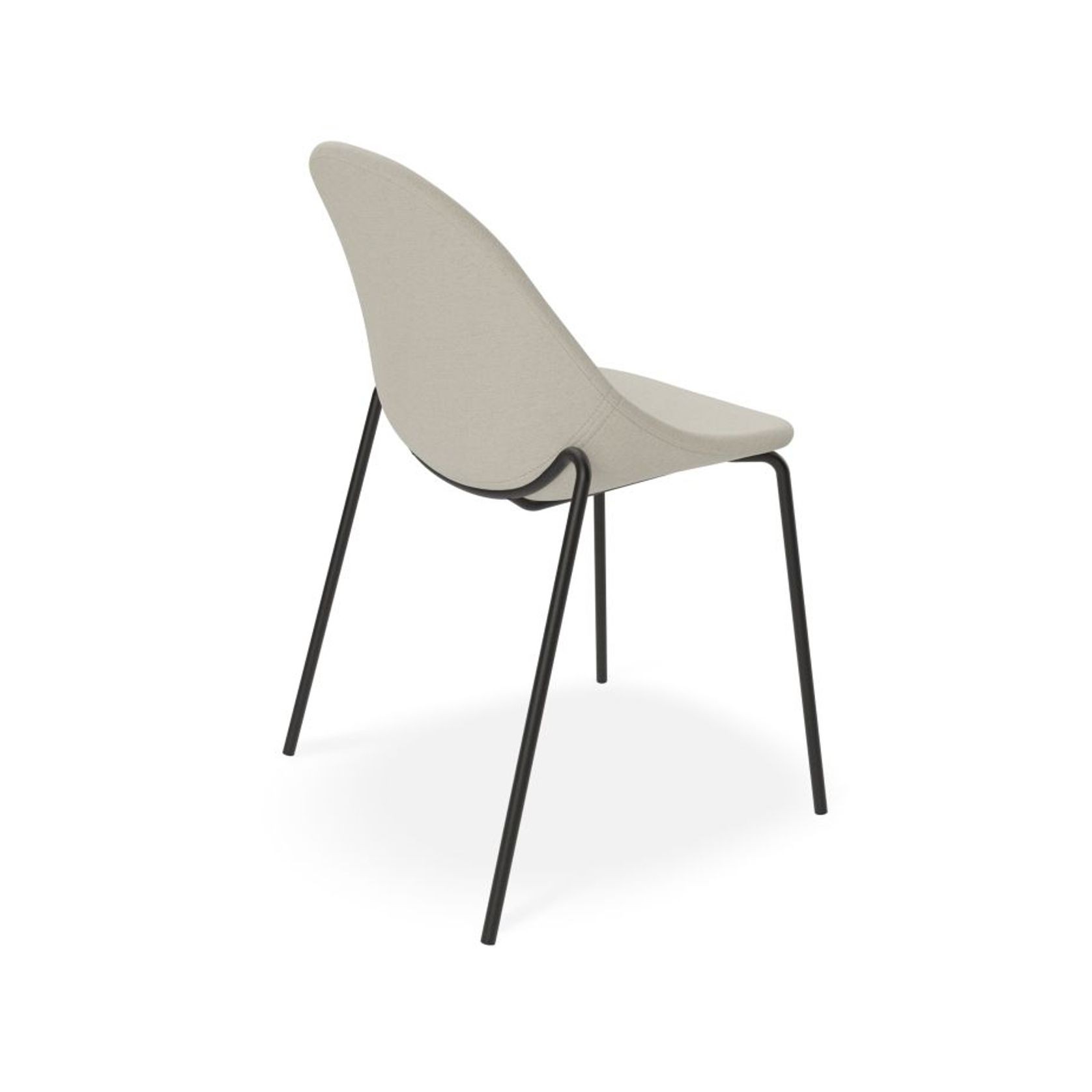 Pebble Fabric Light Grey Upholstered Chair - Sled Base - Black gallery detail image