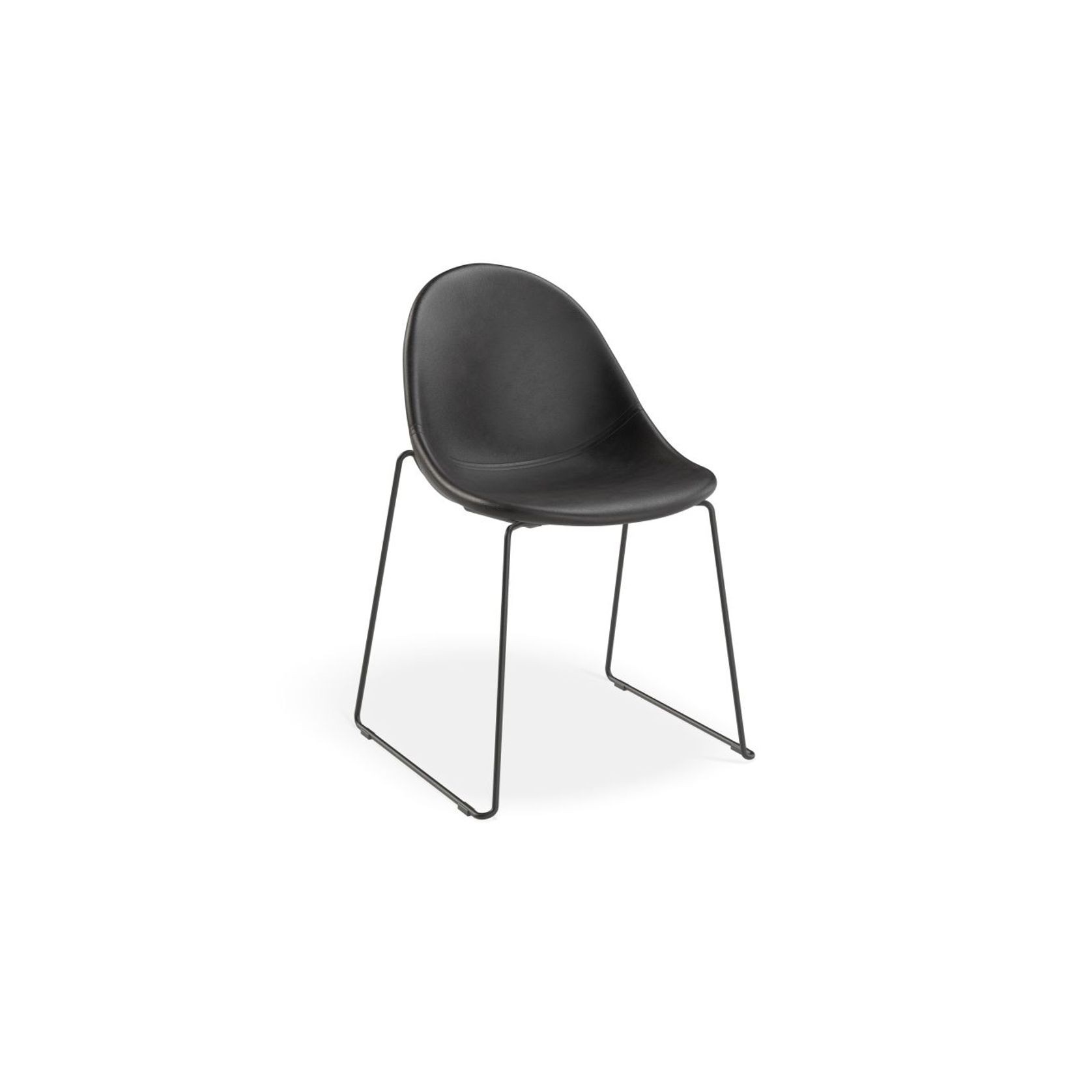 Pebble Chair Black Upholstered Vintage Seat - Pyramid Fixed Base with Castors - Black gallery detail image
