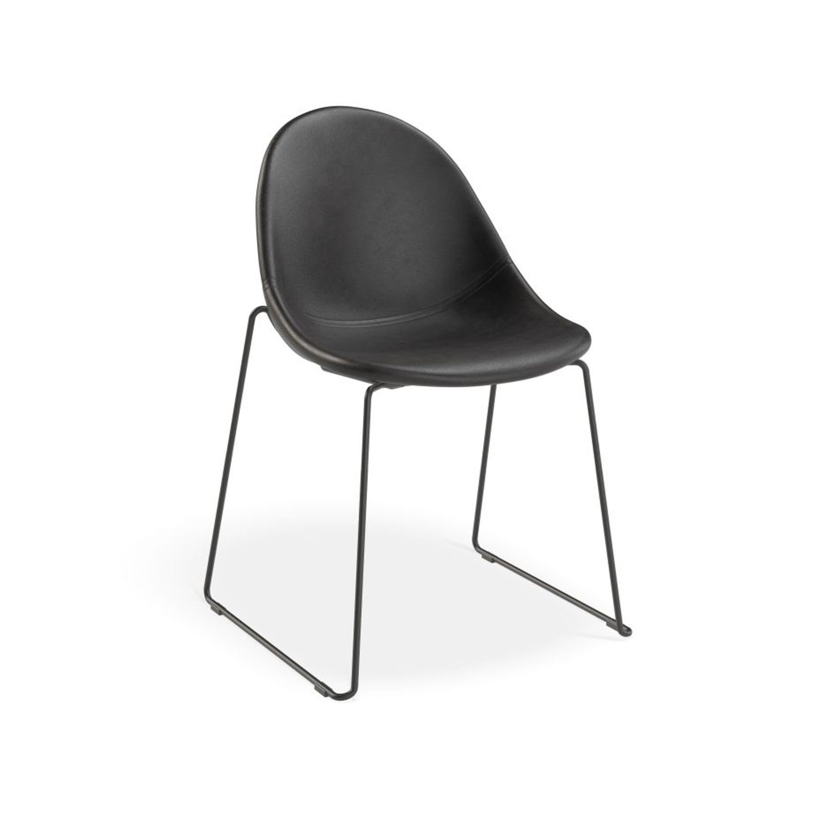 Pebble Chair Black Upholstered Vintage Seat - Pyramid Fixed Base with Castors - Black gallery detail image