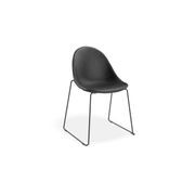 Pebble Chair Black Upholstered Vintage Seat - Sled Base - Black gallery detail image