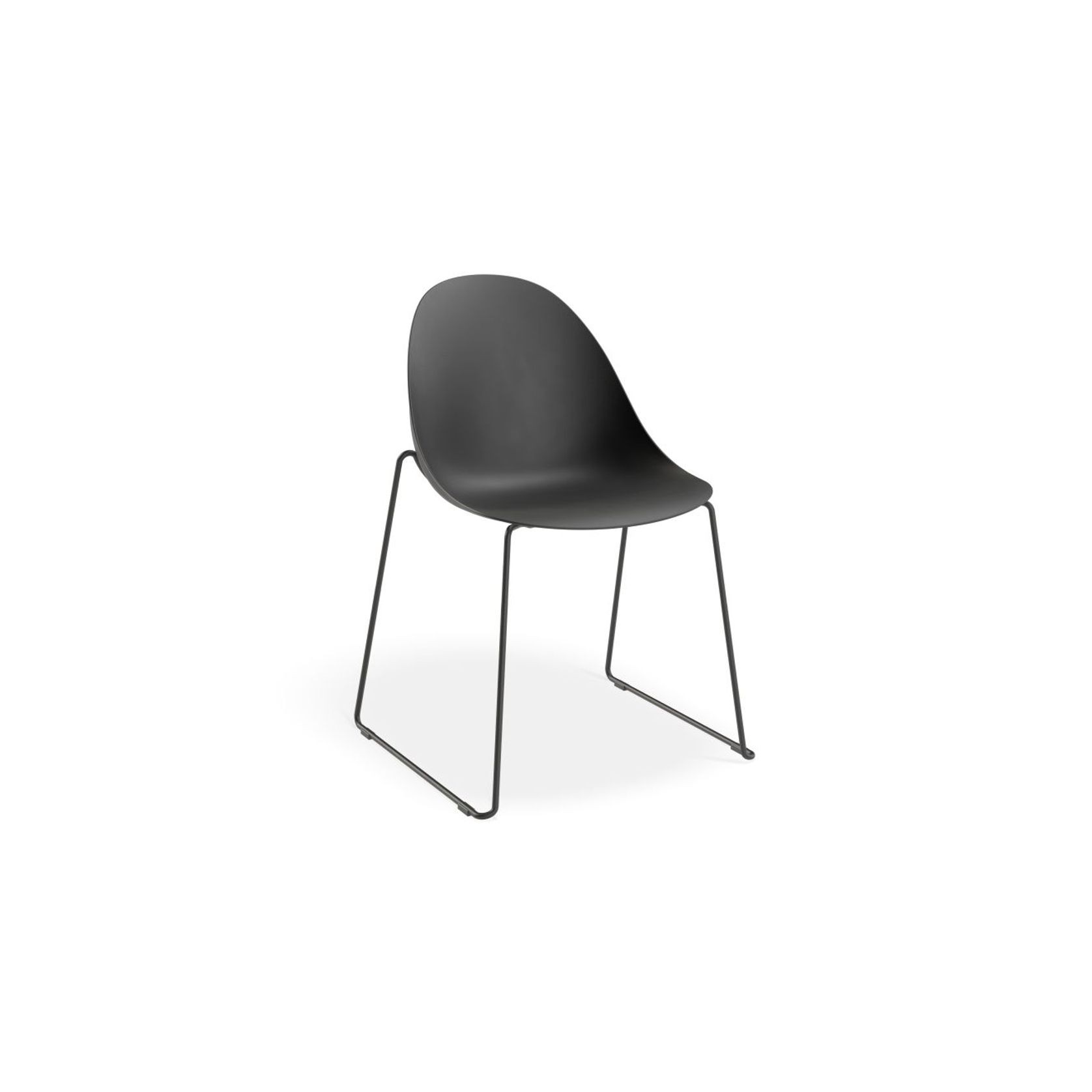 Pebble Chair Black with Shell Seat - Sled Stackable Base gallery detail image