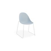 Pebble Chair Pale Blue with Shell Seat - Swivel Base w Castors - Black gallery detail image