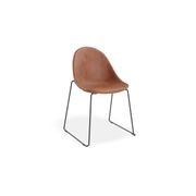 Pebble Chair Tan Upholstered Vintage Seat - Sled Base gallery detail image