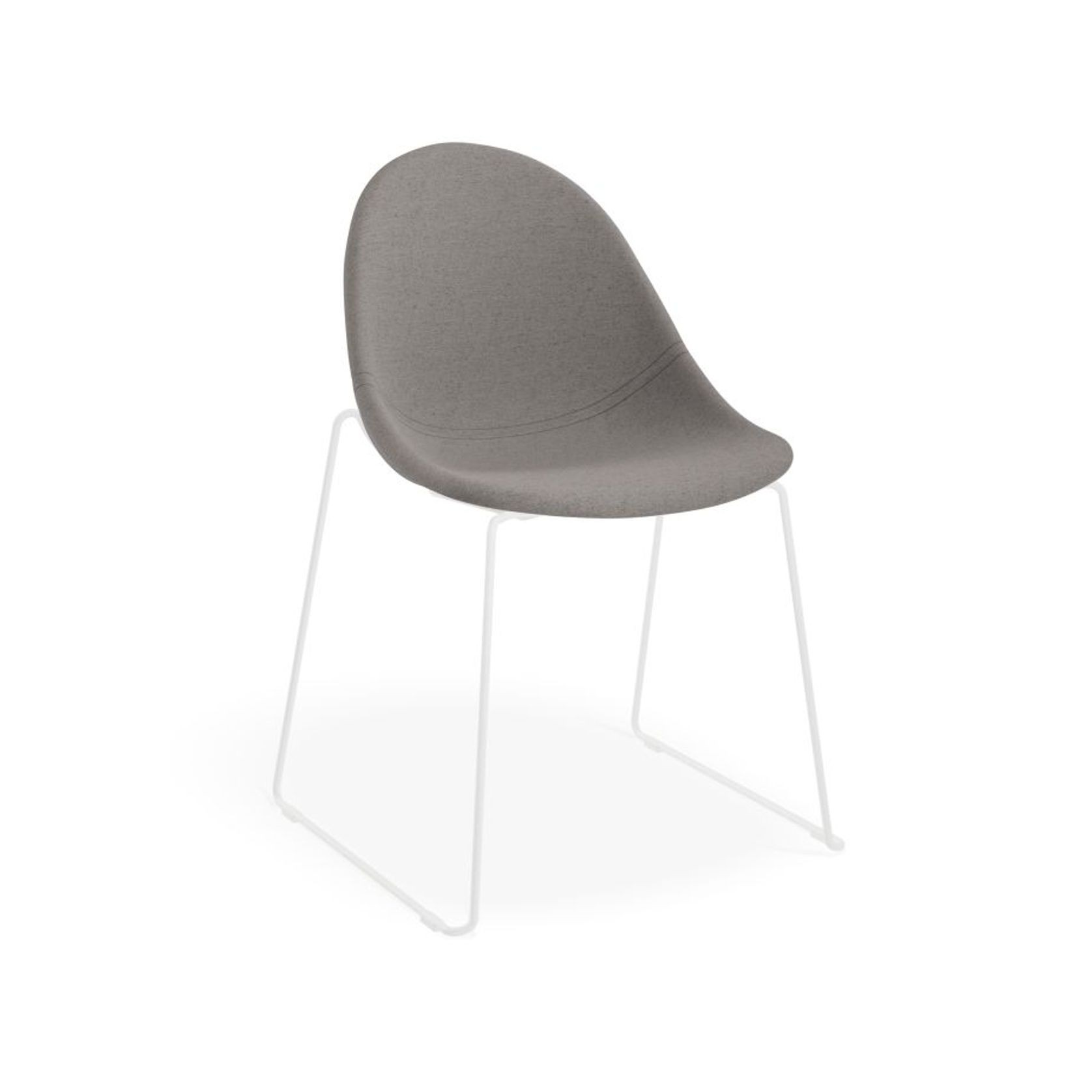 Pebble Fabric Dark Grey Upholstered Chair - Sled Base - White gallery detail image