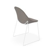 Pebble Fabric Dark Grey Upholstered Chair - Sled Base - White gallery detail image