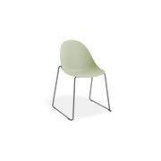 Pebble Chair Mint Green with Shell Seat - Sled Stackable Base - White gallery detail image