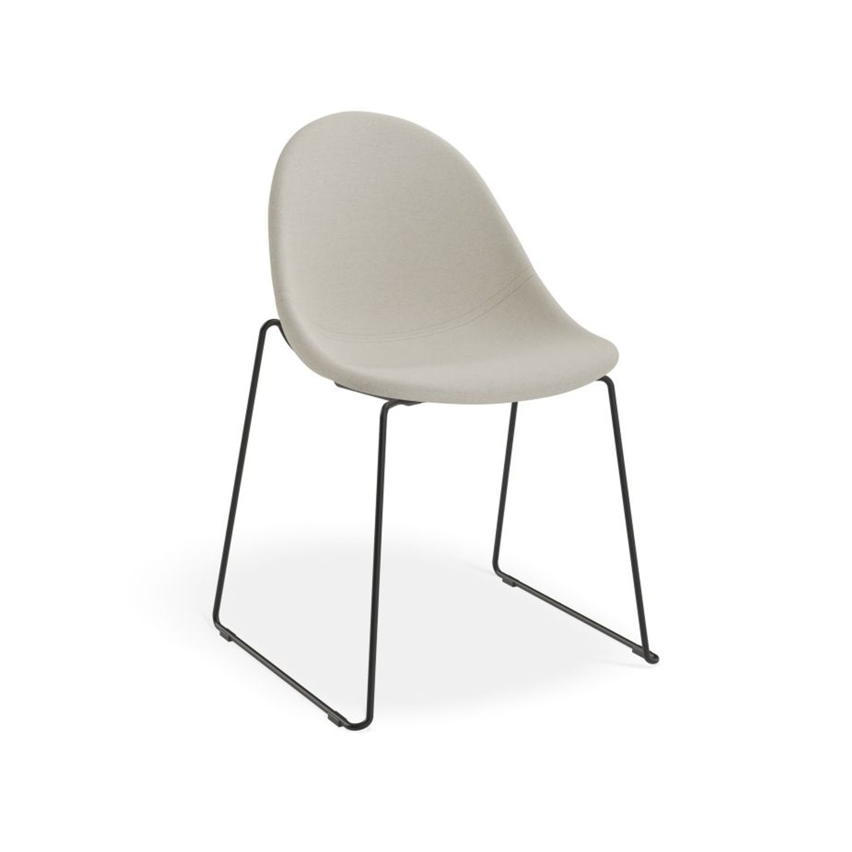 Pebble Fabric Light Grey Upholstered Chair - Pyramid Fixed Base - Black gallery detail image
