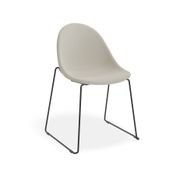 Pebble Fabric Light Grey Upholstered Chair - 4 Post Base - White gallery detail image