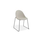 Pebble Fabric Light Grey Upholstered Chair - 4 Post Base - White gallery detail image