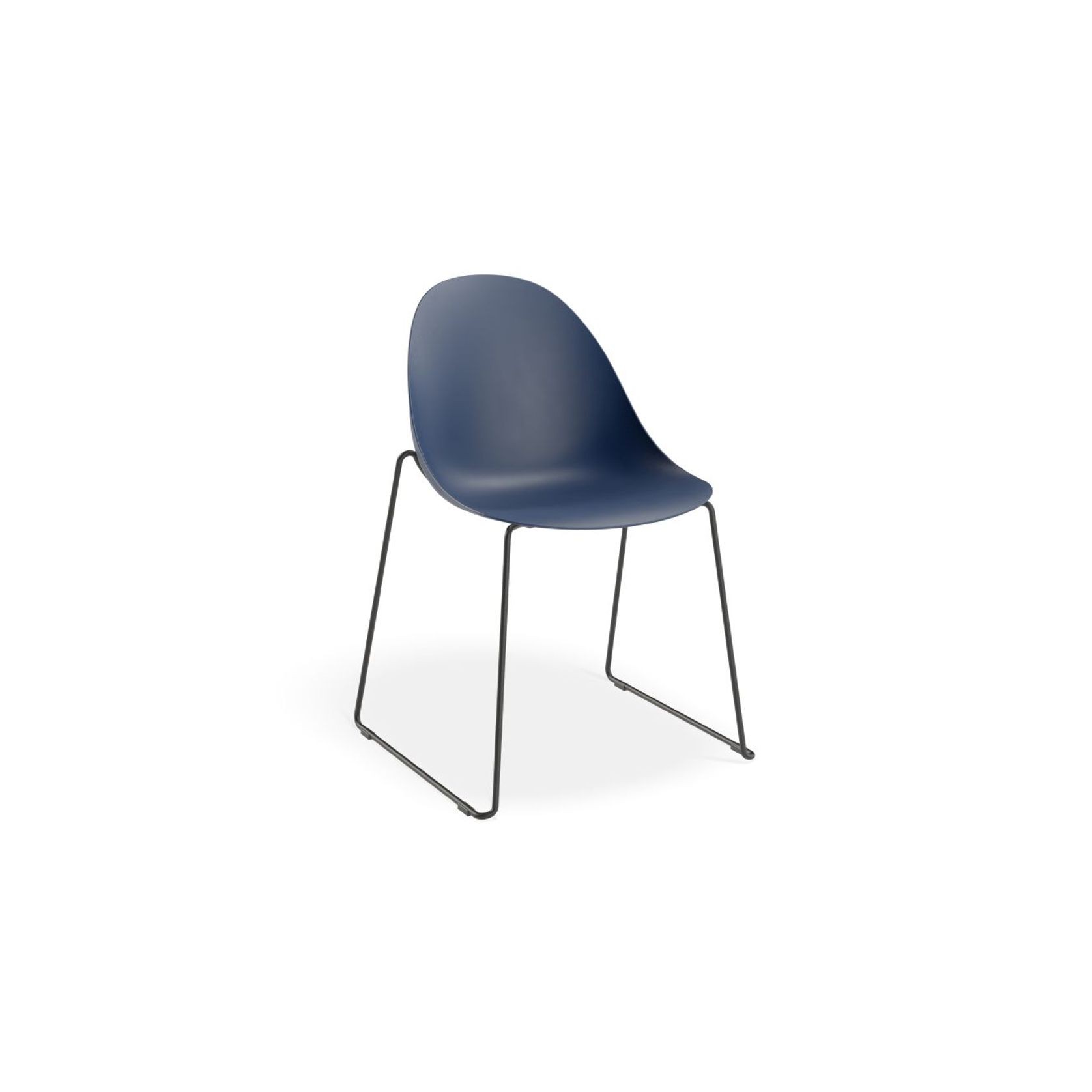 Pebble Chair Navy Blue with Shell Seat - Sled Stackable Base - Black gallery detail image