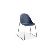 Pebble Chair Navy Blue with Shell Seat - Swivel Base w Castors - Black gallery detail image