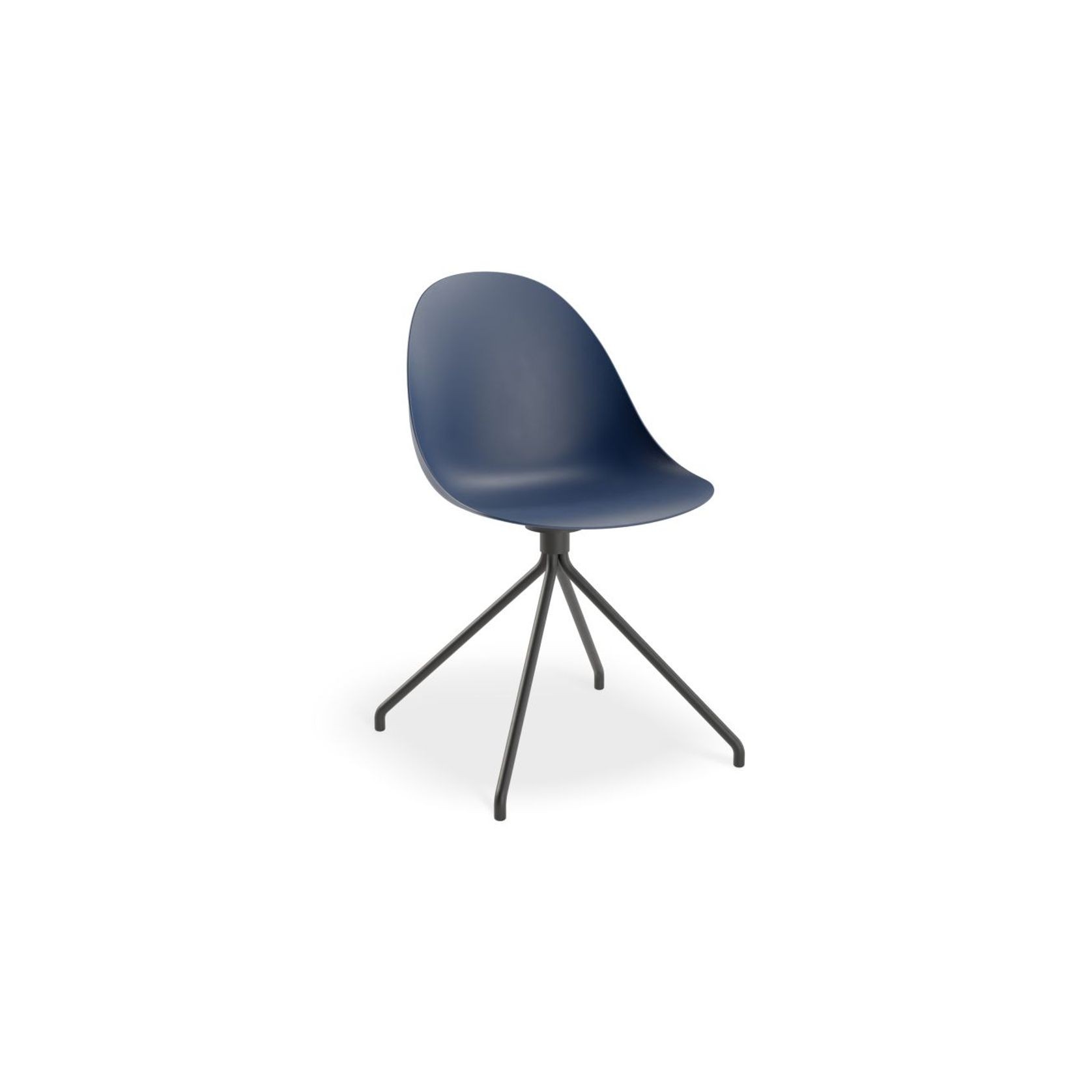 Pebble Chair Navy Blue with Shell Seat - Swivel Base w Castors - Black gallery detail image
