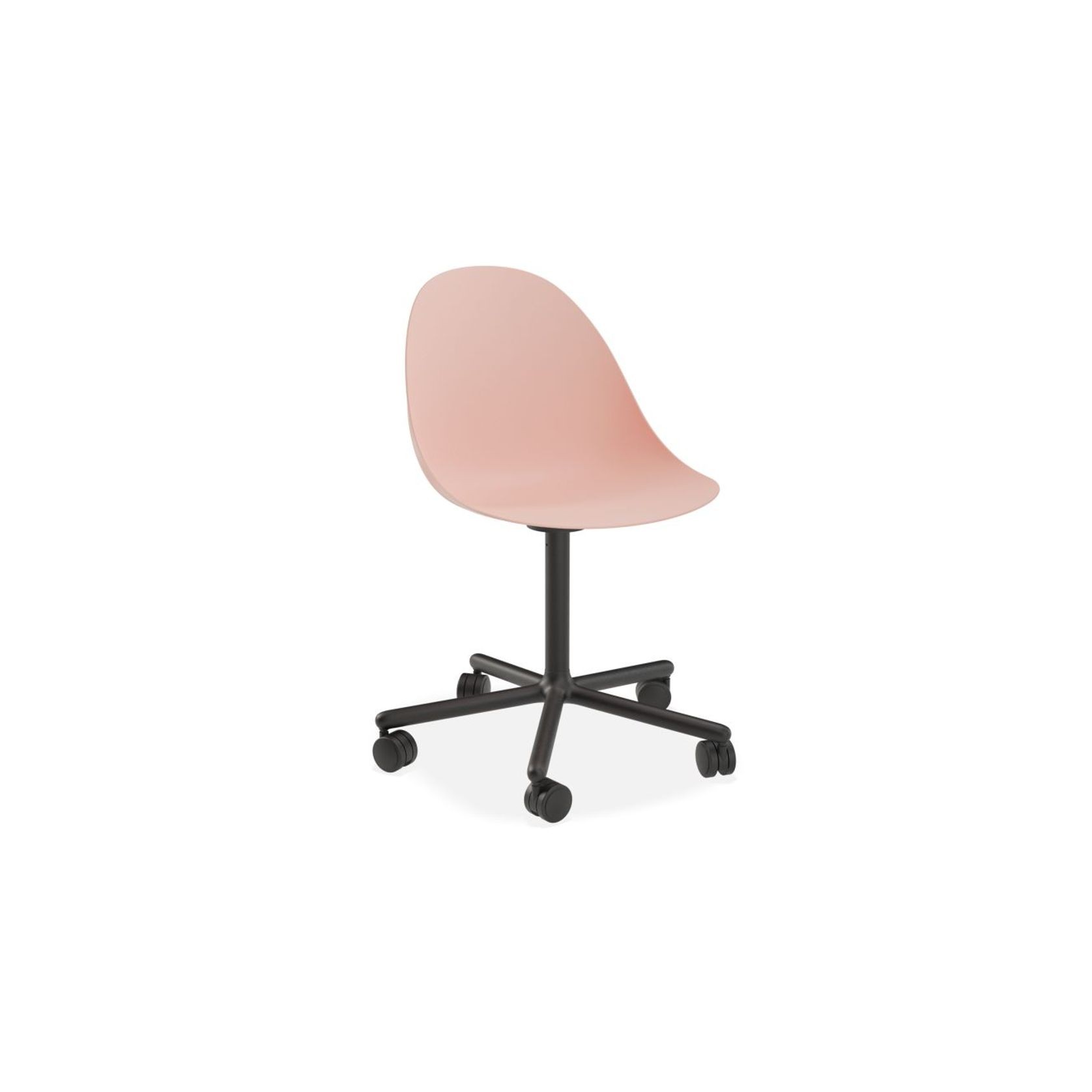 Pebble Chair Soft Pink with Shell Seat - Swivel Base w Castors - Black gallery detail image
