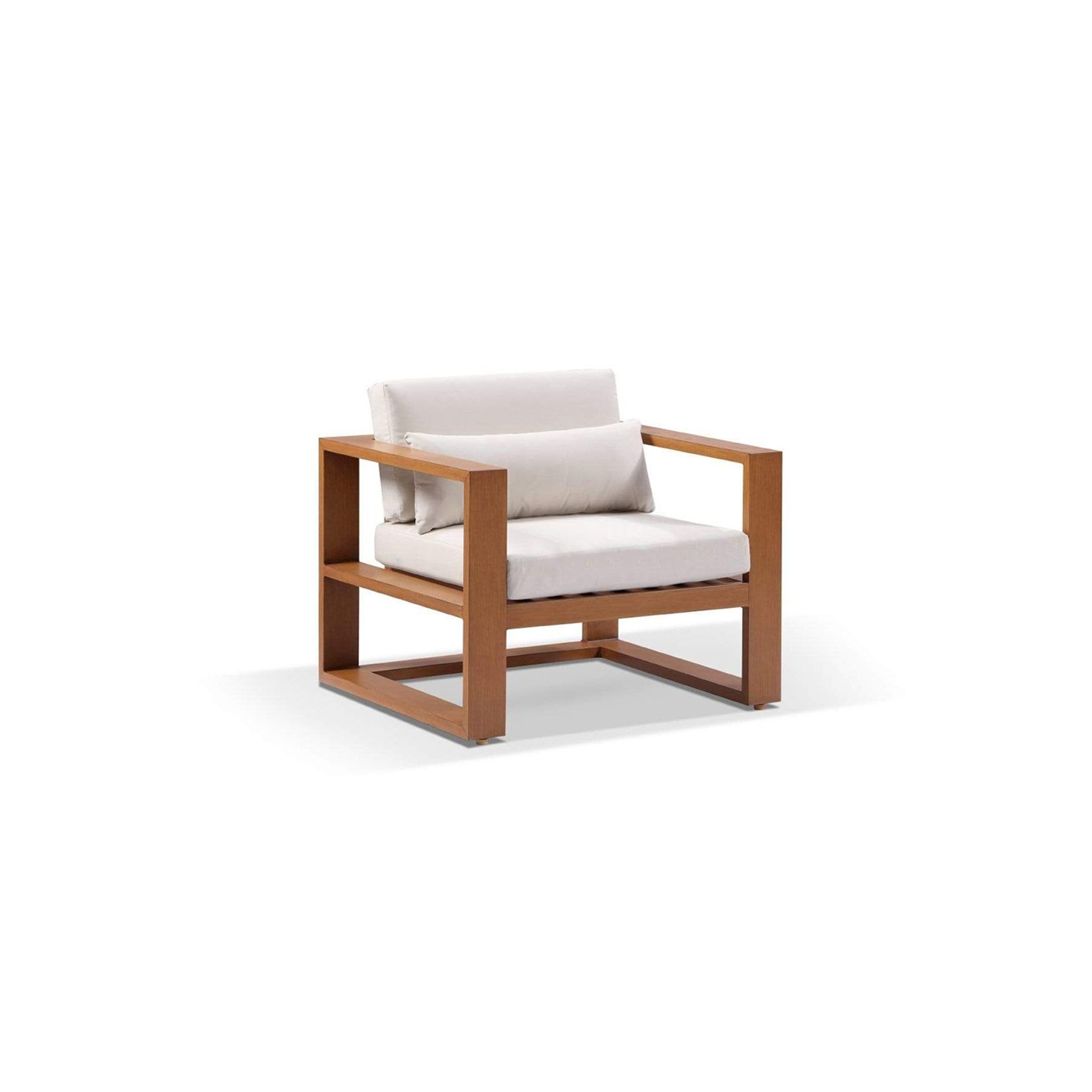Santorini 1 Seater Outdoor Aluminium Arm Chair in Teak gallery detail image