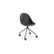 Pebble Chair Black Upholstered Vintage Seat - Pyramid Fixed Base with Castors - Black gallery detail image