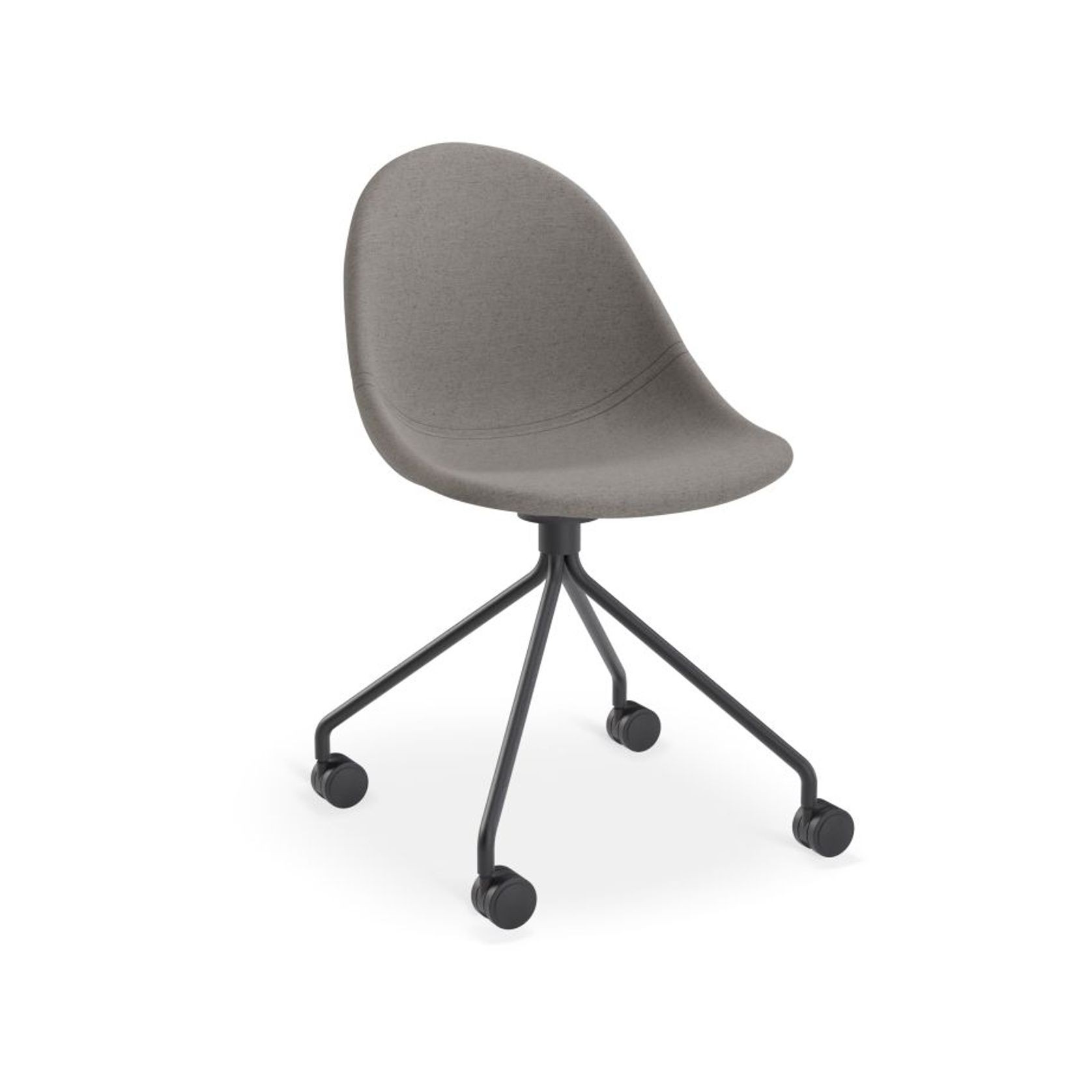 Pebble Fabric Dark Grey Upholstered Chair - 4 Post Base - White gallery detail image