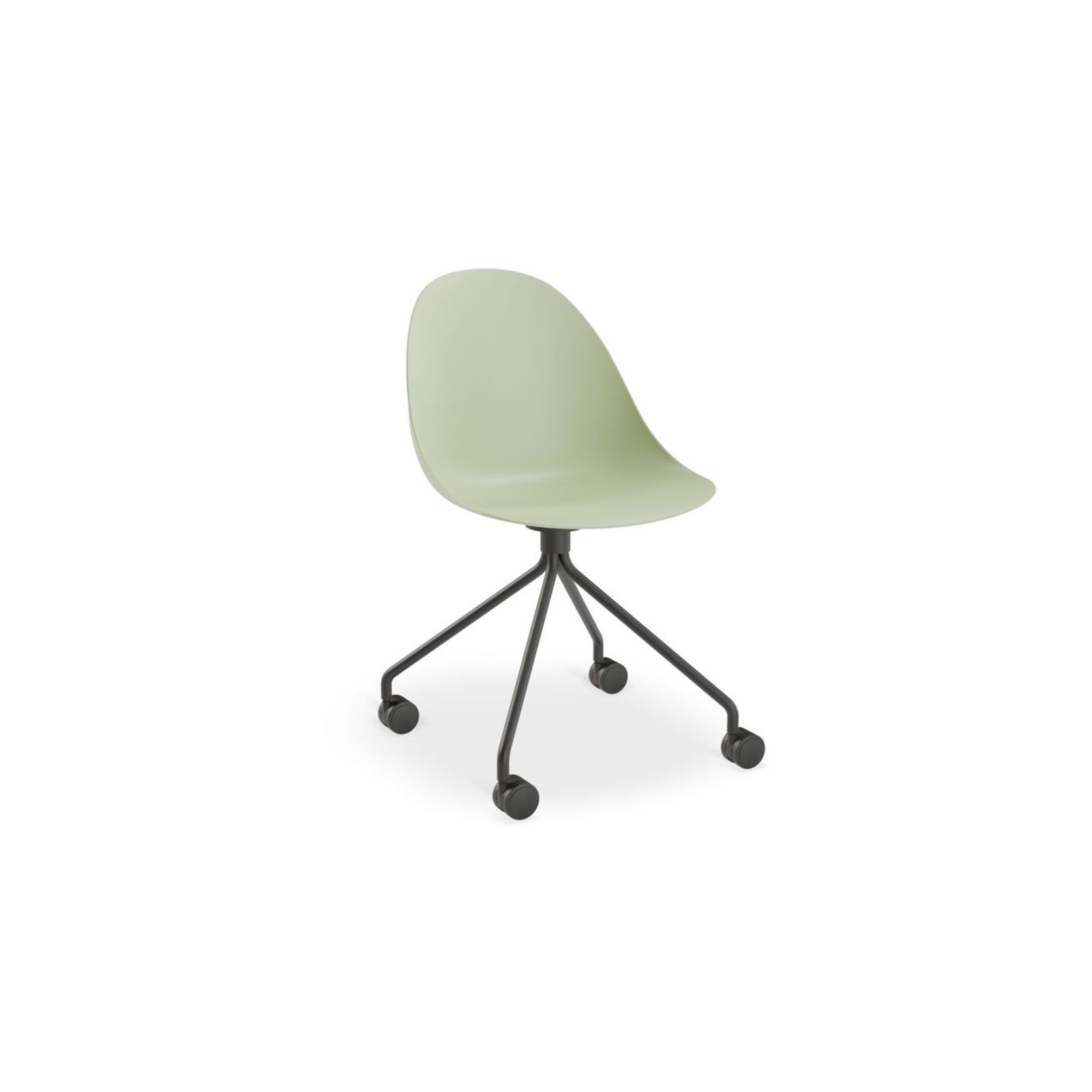 Pebble Chair Mint Green with Shell Seat - Pyramid Fixed Base with Castors - Black gallery detail image