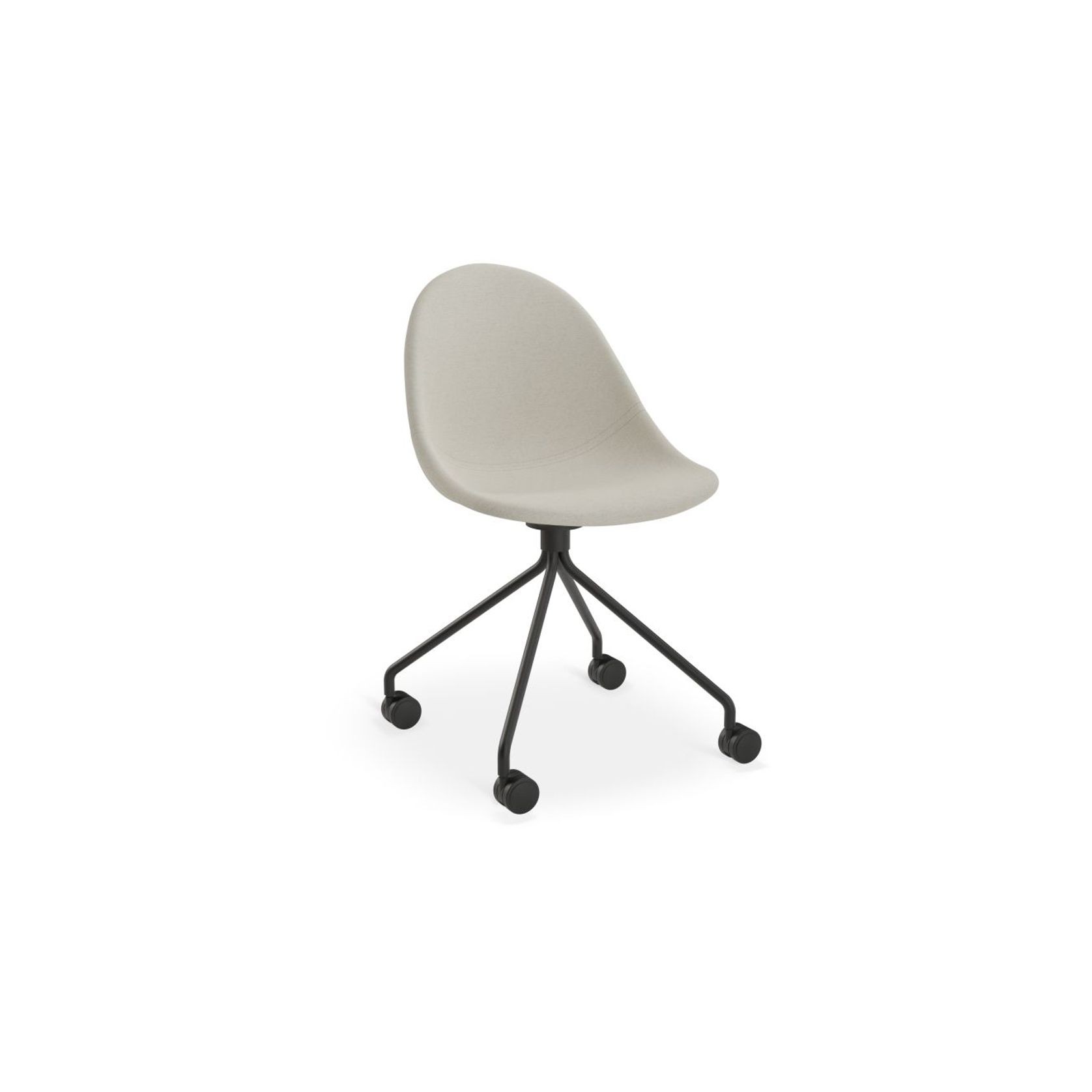 Pebble Fabric Light Grey Upholstered Chair - Swivel Base - Black gallery detail image