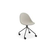 Pebble Fabric Light Grey Upholstered Chair - Swivel Base w Castors - Black gallery detail image