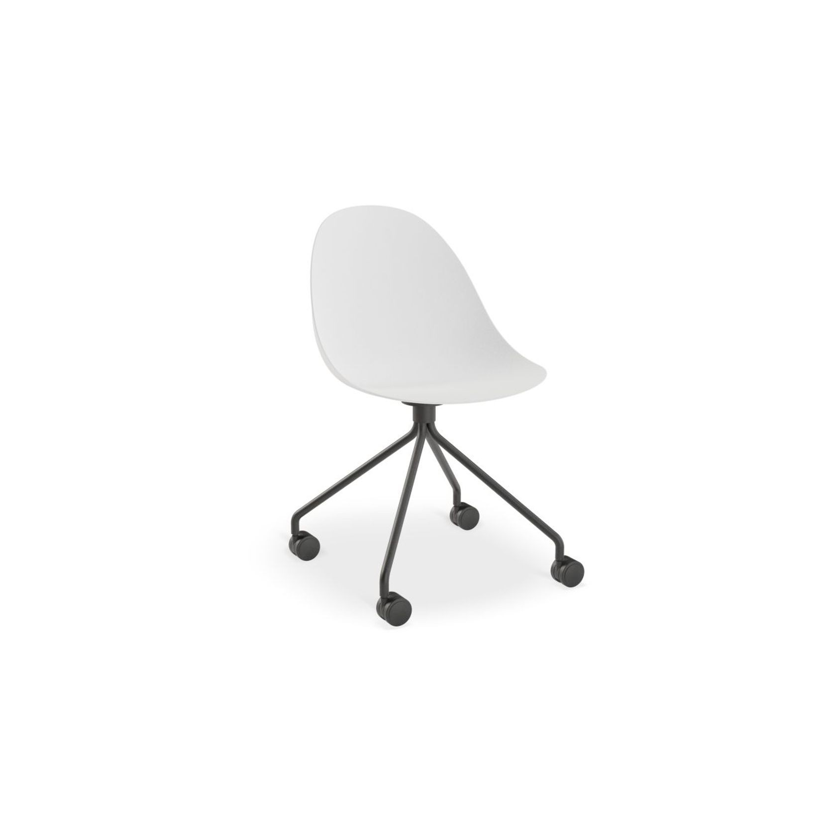 Pebble Chair White - Pyramid Fixed Base with Castors gallery detail image