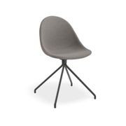 Pebble Fabric Dark Grey Upholstered Chair - Sled Base - Black gallery detail image
