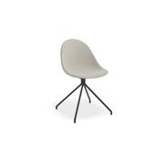 Pebble Fabric Light Grey Upholstered Chair - Swivel Base w Castors - Black gallery detail image
