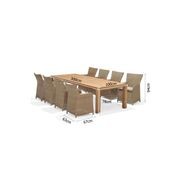 Cancun 3m Teak Timber Table & 10 Wicker Chairs Dining gallery detail image