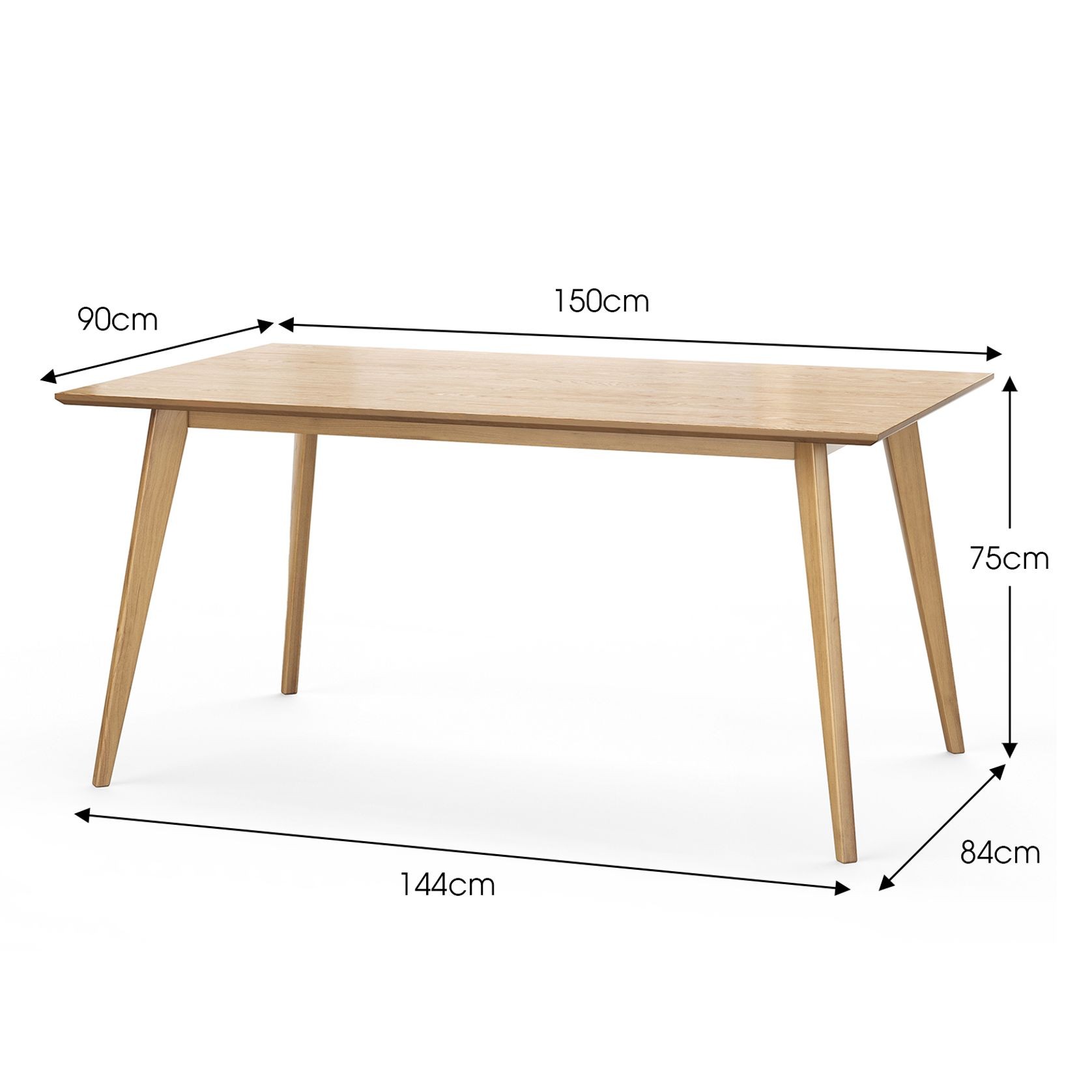 Bruno 150cm Rectangular Dining Table | Natural Oak gallery detail image