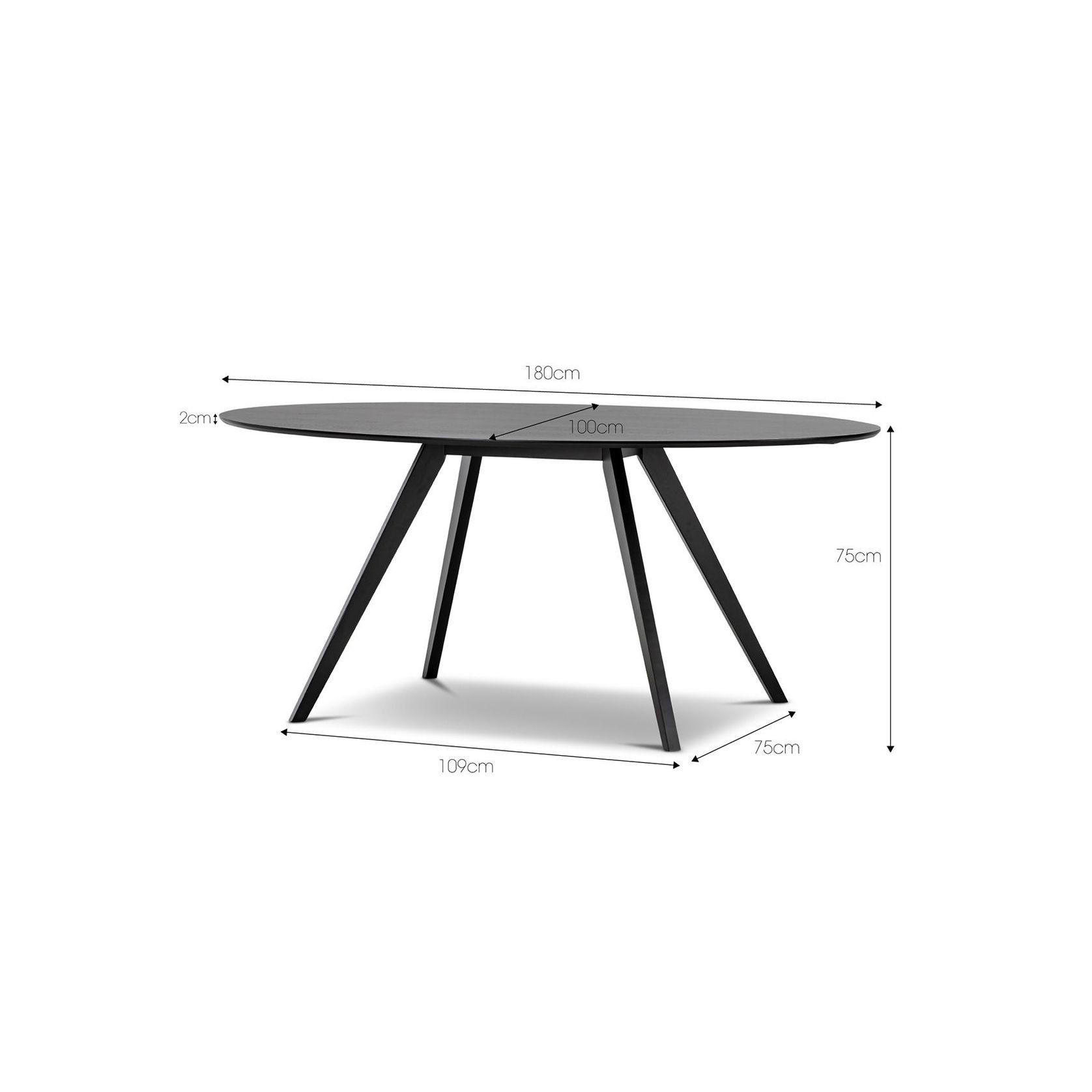 Carol Oval Dining Table | Black Oak gallery detail image