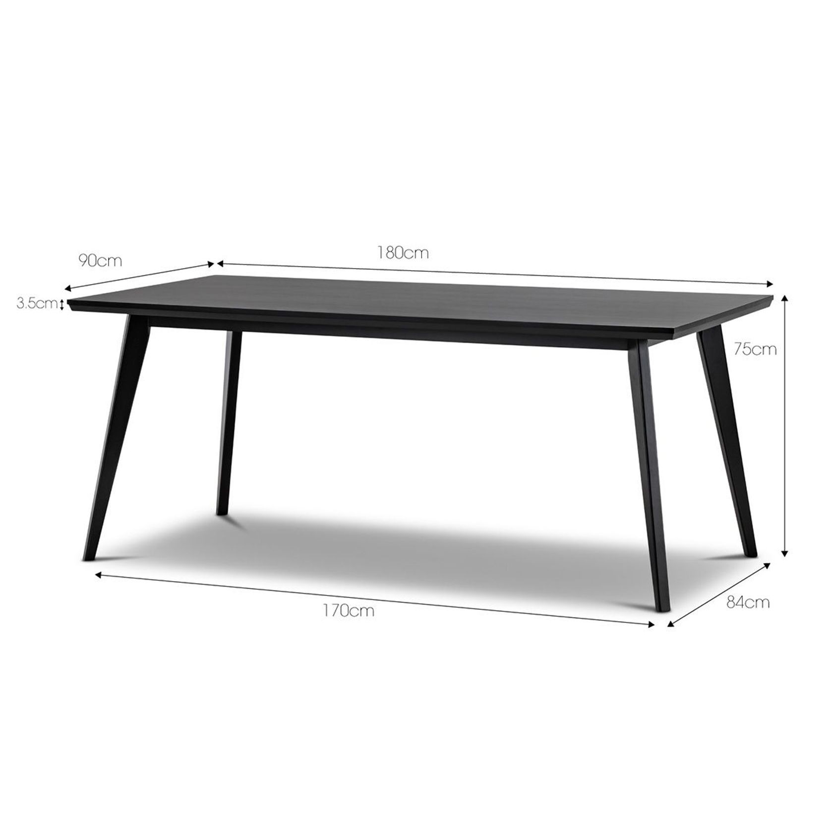 Bruno 180cm Dining Table | Black Oak gallery detail image