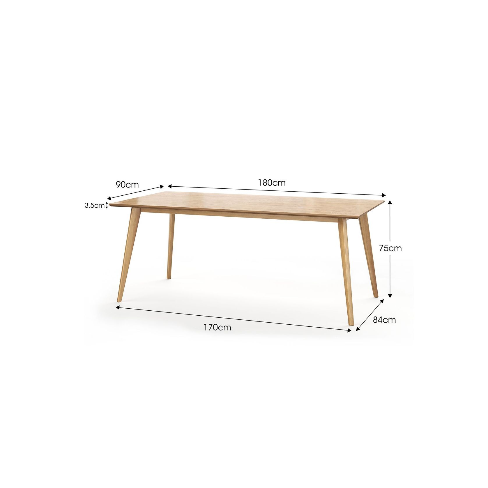 Bruno 180cm Dining Table | Natural Oak gallery detail image