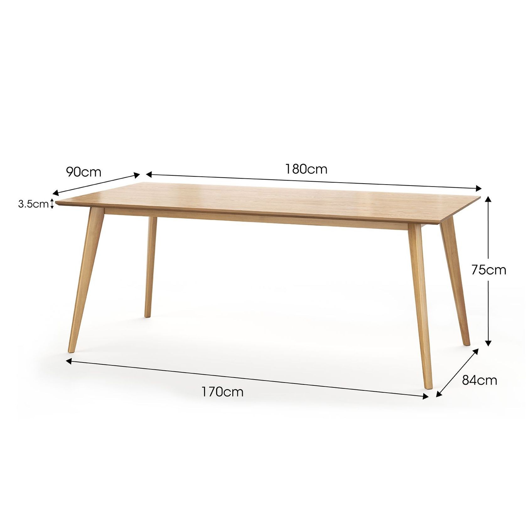 Bruno 180cm Dining Table | Natural Oak gallery detail image
