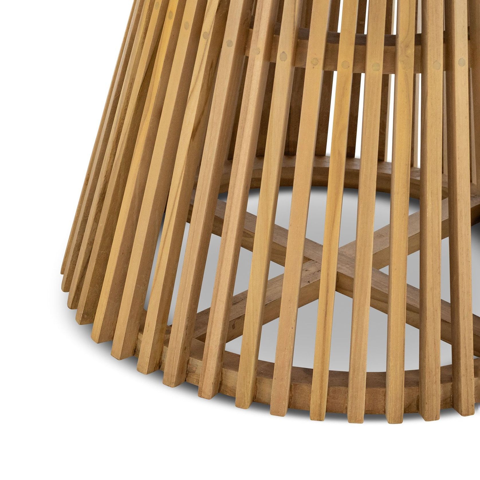 Pedie 120cm Round Pedestal Slat Dining Table | Natural Teak gallery detail image
