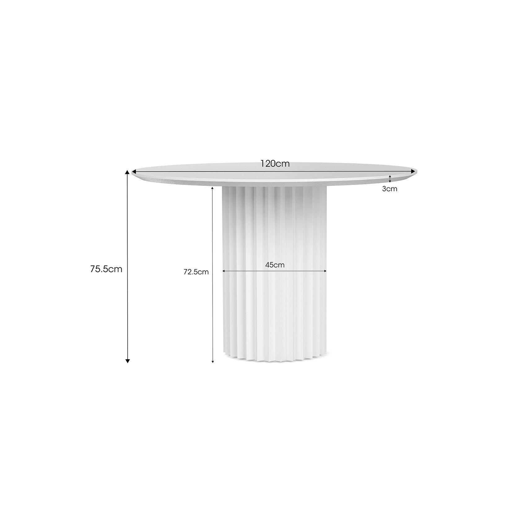 Kaei 120cm Round Fluted Pedestal Dining Table | White gallery detail image