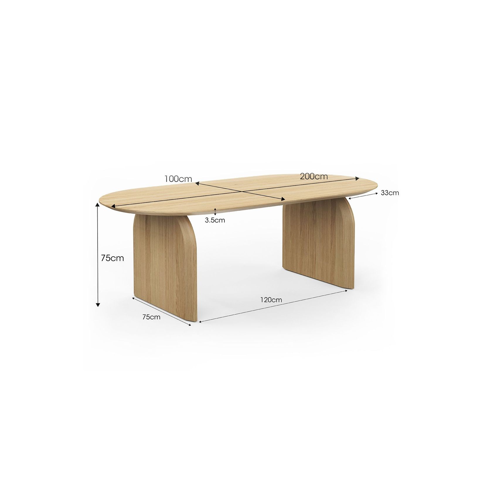 Arco 200cm Oval Oak Dining Table | Natural gallery detail image