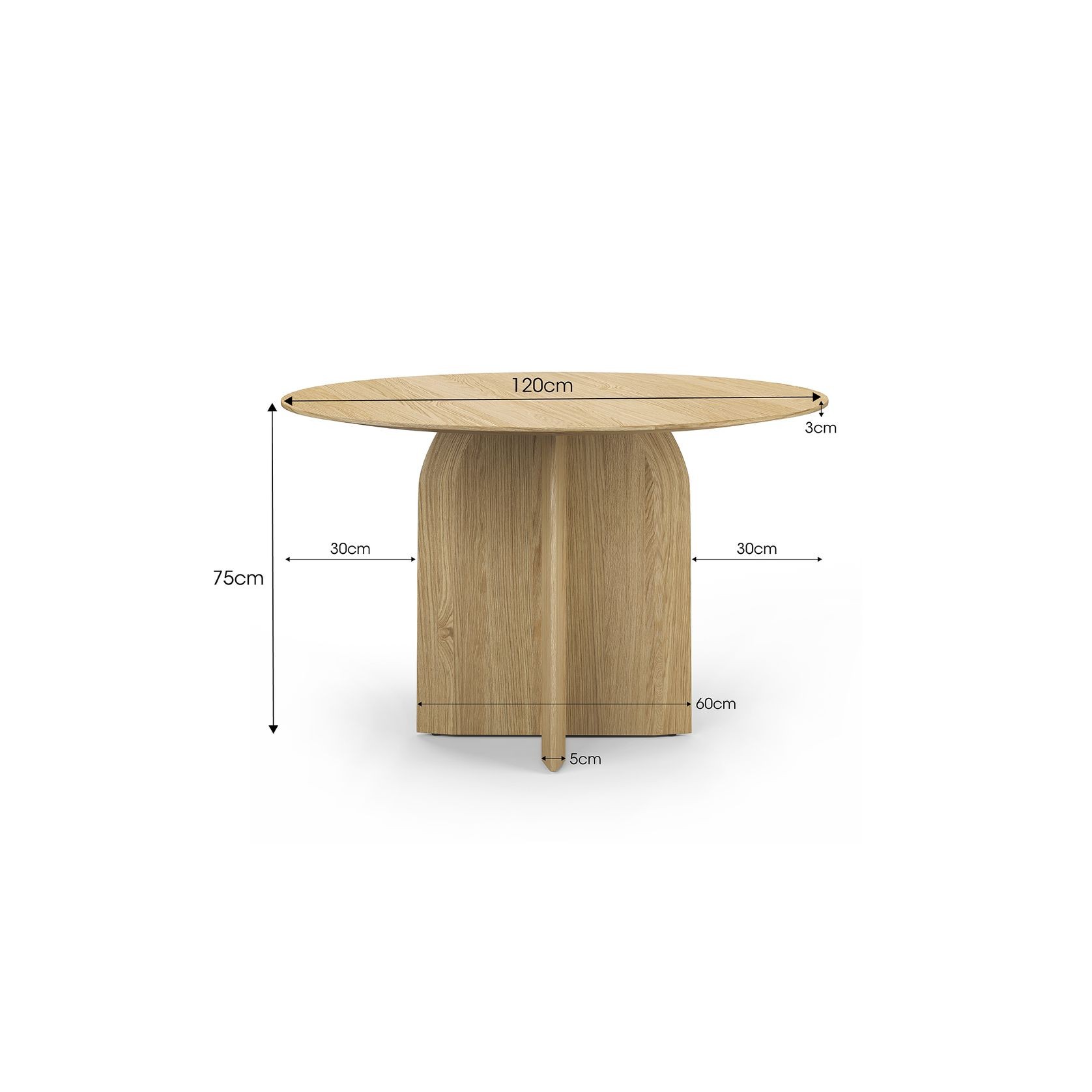 Arco 120cm Round Oak Dining Table | Natural gallery detail image