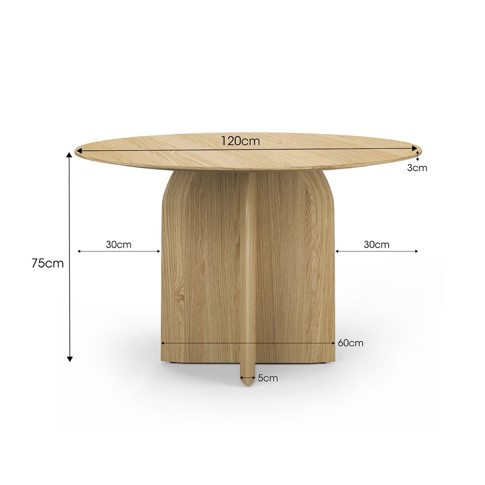 Arco 120cm Round Oak Dining Table | Natural gallery detail image