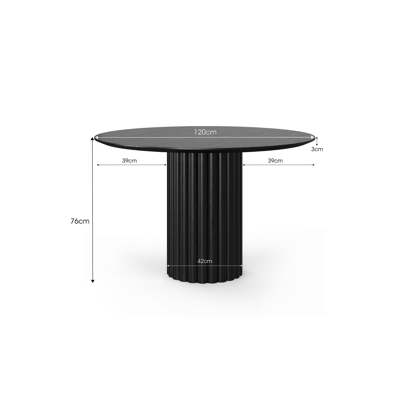Kara 120cm Round Oak Dining Table | Black gallery detail image