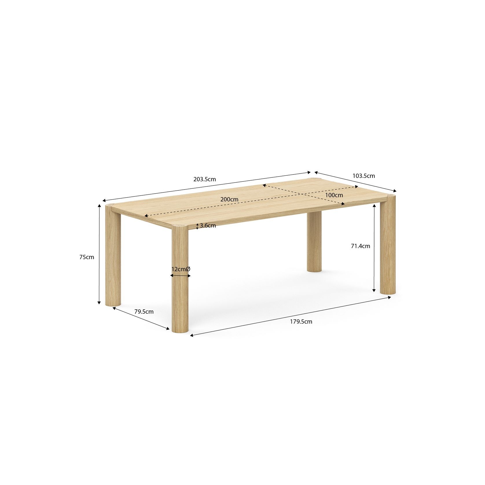 Cada 200cm Oak Dining Table | Natural gallery detail image