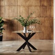 Bella Round Glass Dining Table | Black Hardwood Frame gallery detail image