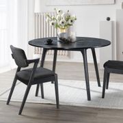 Cannes Round Hardwood Dining Table | Black gallery detail image